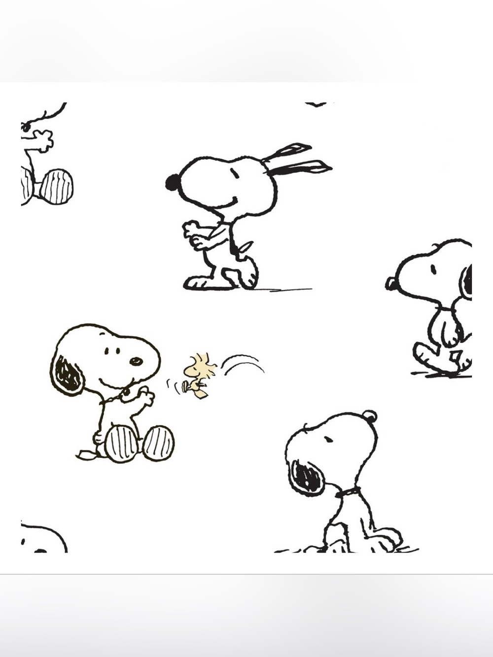 Peanuts - Classic Snoopy 100% Cotton White/Black Flat Sheet with Pillowcase - Picture 1 of 1